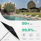 JEAREY 7.5FT Patio Umbrella Market Table Umbrella with 6 Sturdy Ribs, Push Button Tilt/Crank Outdoor Umbrella for Garden, Deck, Backyard, Pool, Black - Image 3