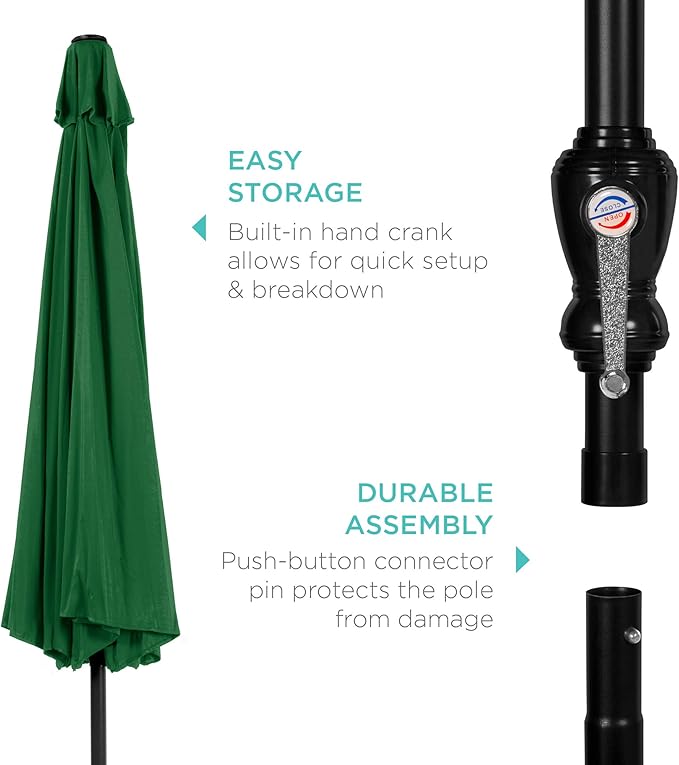 Best Choice Products 10ft Outdoor Table Compatible Steel Polyester Market Patio Umbrella w/Crank and Easy Push Button Tilt - Image 6