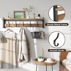 Coat Rack Wall Mount with Shelf, 29 Inch Coat Hanger Walls Mounted, Hat Rack - Image 3