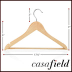 Casafield - 10 Natural Wooden Suit Hangers - Premium Lotus Wood - Image 5