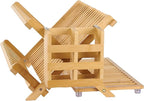 Bamboo Dish Drying Rack with Utensil Holder, Collapsible Wooden Dish Drainer by NOVAYEAH