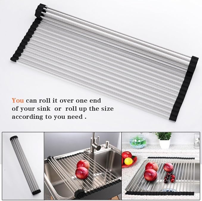 Ahyuan Roll up Dish Drying Rack Over The Sink Kitchen Roll up Sink Drying Rack - Image 4