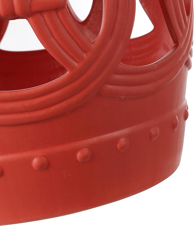 JONATHAN Y TBL1022G Lucky Coins 16" Chinese Ceramic Drum Indoor/Outdoor Garden Stool Bohemian, Coastal, Cottage, French Country, Traditional, for Living Room, Garden Room, Patio, Matte Coral - Image 8