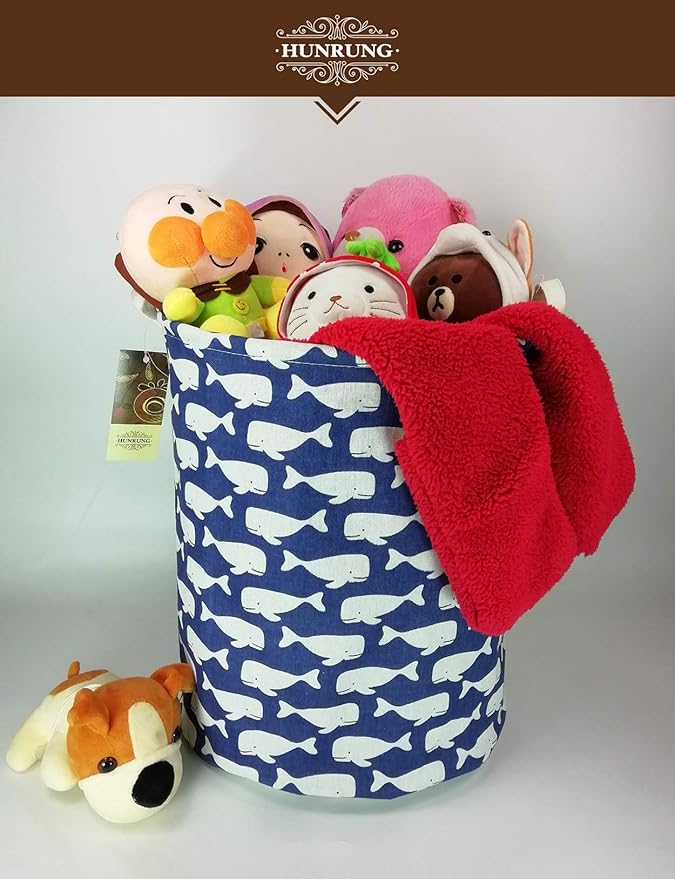 HUNRUNG Laundry Hamper, Large Canvas Fabric Lightweight Storage Basket Toy - Image 3