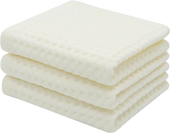 Mia's Dream Premium Cotton Waffle Bathroom Towel Set, 3 Pack Quick Drying by MiasDream