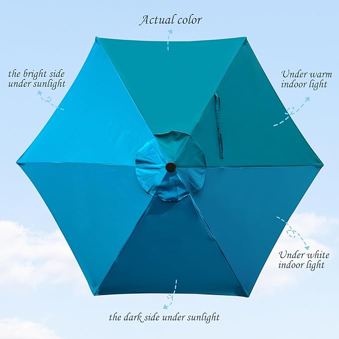 Blissun 7.5 ft Patio Umbrella, Yard Umbrella, Outdoor Market Umbrella with Push Button Tilt Crank (Cerulean) - Image 2