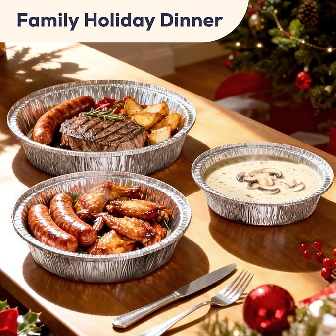 Fit Meal Prep 50 Pack 7" Round Aluminum Foil Pans - Image 4