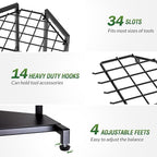 Garden Tool Organizer for Corner - Heavy Duty Metal Rack with 34 Storage Compartments & 14 Hooks for Shovels, Rakes, Long-Handled Tools, Ideal for Garden, Shed, Garage Storage - Image 3