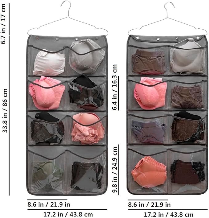 Dual Sided Hanging Closet Organizer Durable Socks Stocking Clothes Bra - Image 7