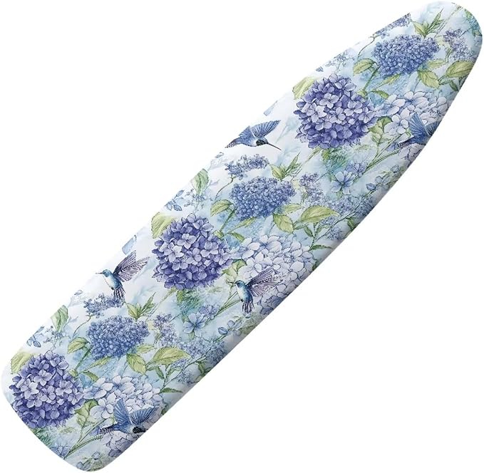 Hummingbird Hydrangea Ironing Board Cover Large Floral Extra Wide Table Top by Hinthetall