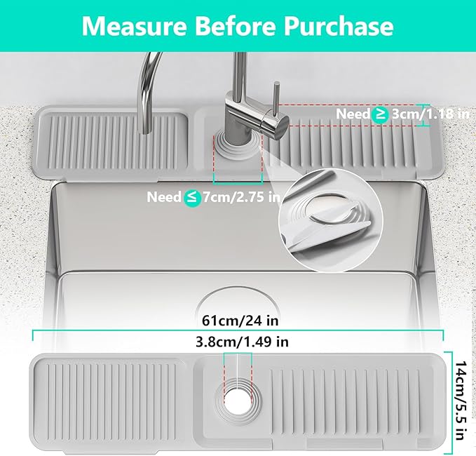 24 Inch Longer Faucet Mat for Kitchen SinkBathroom Kitchen Sink Splash Guard - Image 2