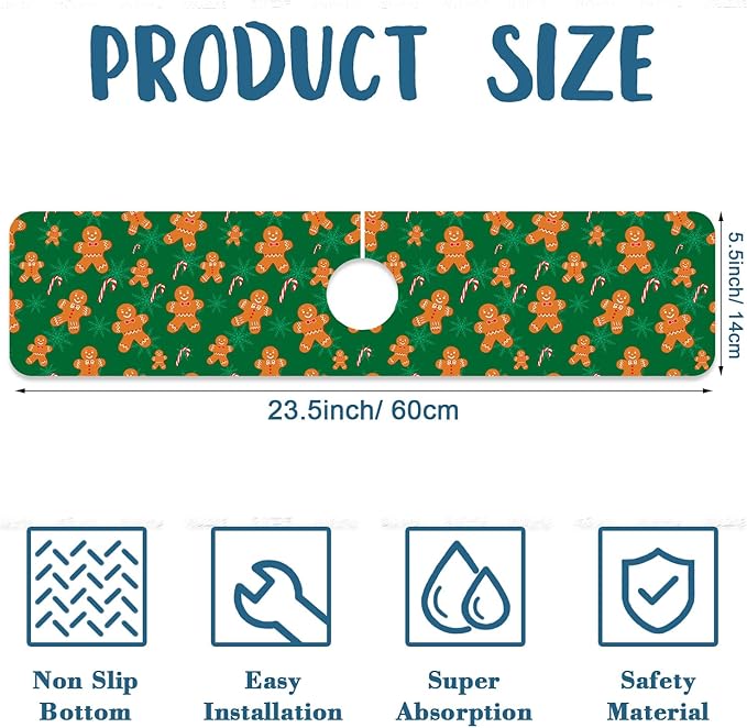 Christmas Happy New Year Sink Faucet Absorbing Mat Santa Claus Super Absorbent - Image 2