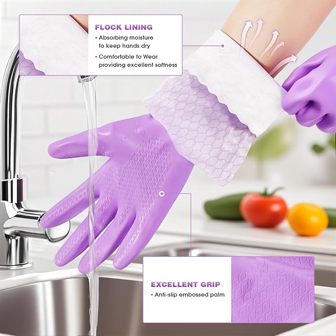 Elgood Reusable Long Sleeve Dishwashing Cleaning Gloves - Image 2
