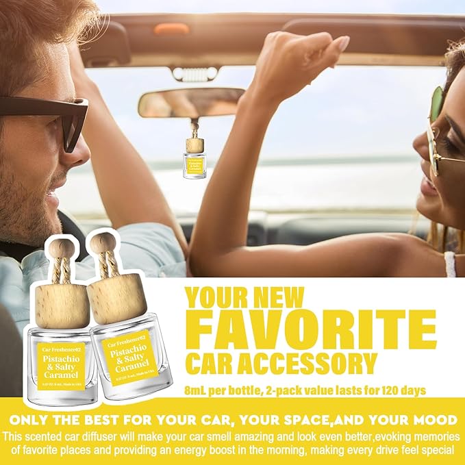 HoogaLife Car Air Freshener Diffuser 2 Pack Hanging Pistachio Salty Caramel Car - Image 4