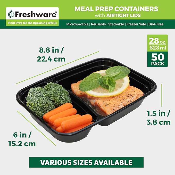Freshware Meal Prep Containers 2 Compartment - Image 4
