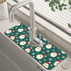 Christmas Kitchen Sink Splash Guard Mat Santa Claus and Snowflakes Sink Splash by Unknown