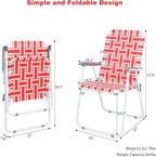 VINGLI Patio Lawn Webbed Folding Chairs Set of 2, Outdoor Beach Chair Portable Dining Chair for Yard, Garden (Red, Classic) - Image 4