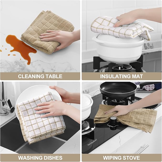 Homaxy Premium Cotton Kitchen Towels 16"x 28", Large Natural Ring Spun 390 GSM - Image 4