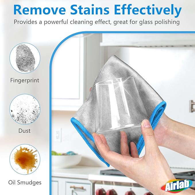 Airlab Glass Polishing Cloth Streak Free Miracle Microfiber Cleaning Cloth Lint - Image 2