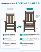 SEWALL HDPE Rocking Chair, Oversized Outdoor Rocking Chair for Adults, Patio Rocker for Porch, Coffee - Image 3