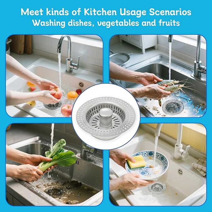 3 in 1 Kitchen Sink Drain Strainer, Upgraded Pop Up Kitchen Sink Stopper - Image 6