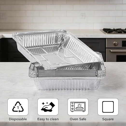 Aluminum Pans 8x8 inch-50 Pack Disposable Foil Pans, Square Aluminum Baking - Image 3