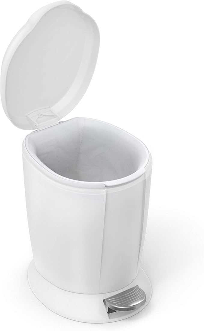 simplehuman 6 Liter / 1.6 Gallon Compact Plastic Round Bathroom Step Trash Can - Image 2