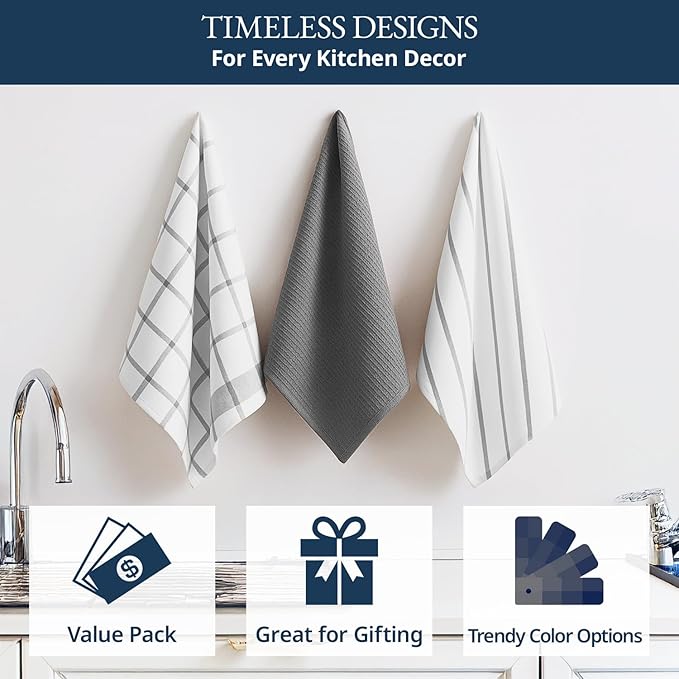 LANE LINEN Cotton Kitchen Towels and Dish Cloths Set, Quick-Drying Dish Towel - Image 4