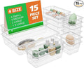 15 PCS Clear Plastic Drawer Organizer Set, 4-Size Acrylic Drawer Storage Trays by SpaceHacks