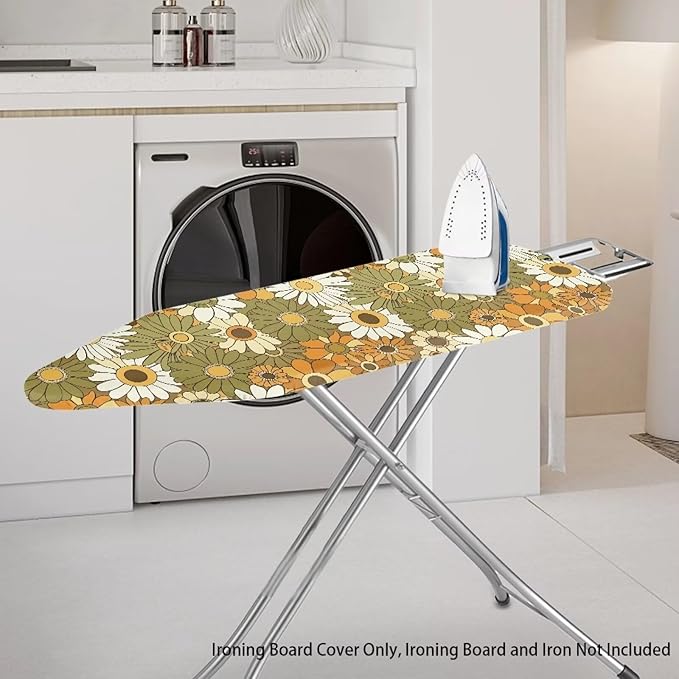 Green Hippie Floral Standard Ironing Board Cover Heat Reflective Ironing Mat - Image 2