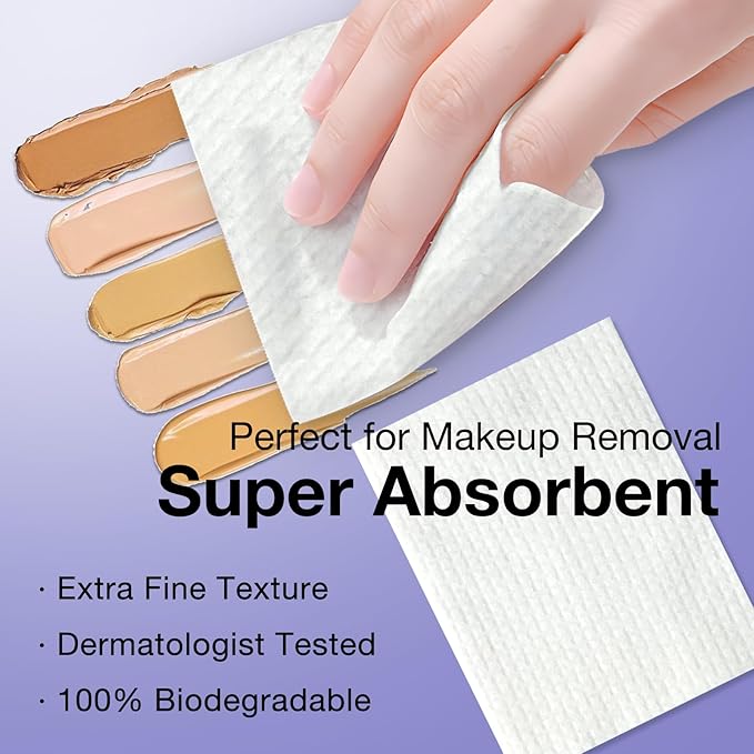 2 Pack Disposable Face Towel, Biodegradable Ultra Soft Face Towelettes - Image 2