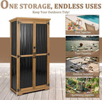 PetsCosset Outdoor Storage Cabinet, Wood & Metal Storage Shed with Weather-Resistant Roof, Removable Shelves, Lockable Doors, Outside Storage Tool Organizer for Garden, Patio, Backyard, Garage, Pool - Image 7