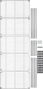 Amazon Basics 5-Shelf Adjustable Storage Shelving Unit for Garage, Steel Wire Rack, 200 Pound Loading Capacity per Shelf, 23.2" x 13.4" x 60", Chrome Finish - Image 9