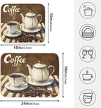 Coffee Themed Dish Drying Mat for Kitchen Counter Absorbent Microfiber Large - Image 2