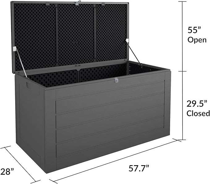 Cosco Outdoor Living 88180BGY1E Cosco Outdoor Patio Storage, Extra Large, 180 Gallons, Charcoal Deck Box, Black/Gray - Image 6