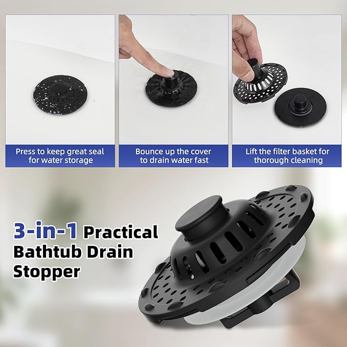 Universal Bathtub Drain Stopper Shower Drain Hair Catcher, Tub Stopper - Image 5