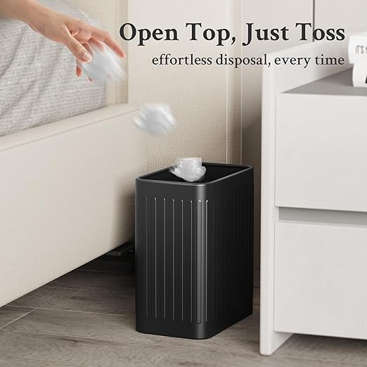 TrashAid Small Bathroom Trash Can, 2.1 Gallon Black Bathroom Garbage Can - Image 6