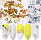 12 Colors Letter Nail Art Glitter Sequins, Holographic 3D Alphabet Nail Art - Image 4