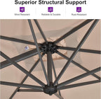 PURPLE LEAF 8 Feet Outdoor Square Cantilever Umbrella Patio Umbrella with Base Aluminum Offset Umbrella with 360-degree Rotation for Garden Deck Pool Patio Taupe - Image 3