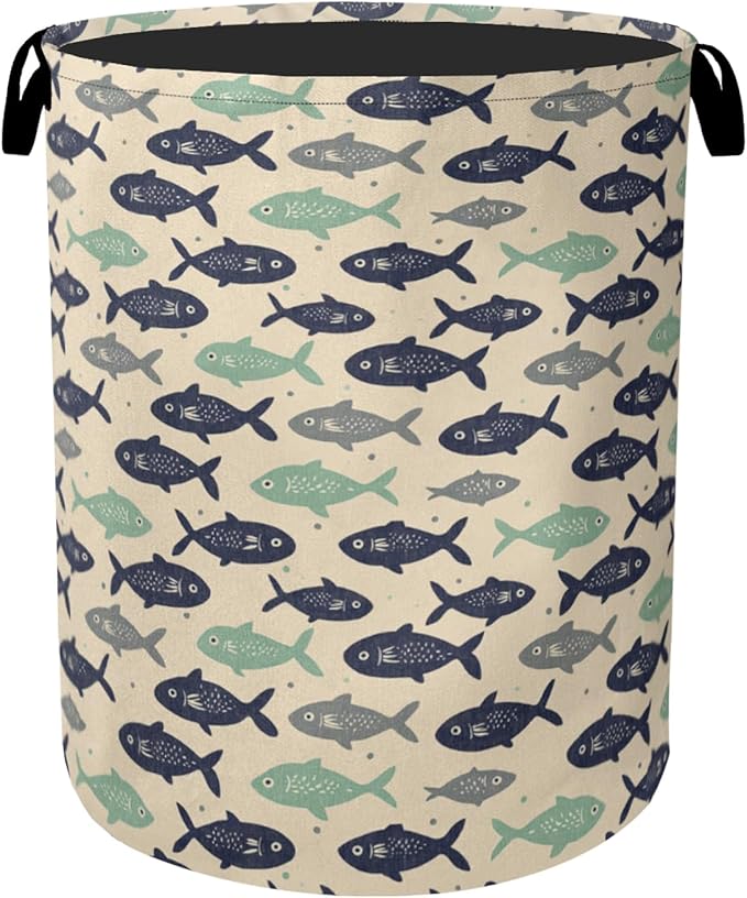 Cute Japanese-Style Fish Foldable Laundry Hamper by Gearsly