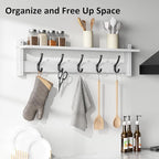 Coat Rack Wall Mount with Shelf, 29 Inch Coat Hanger Walls Mounted, Hat Rack - Image 6
