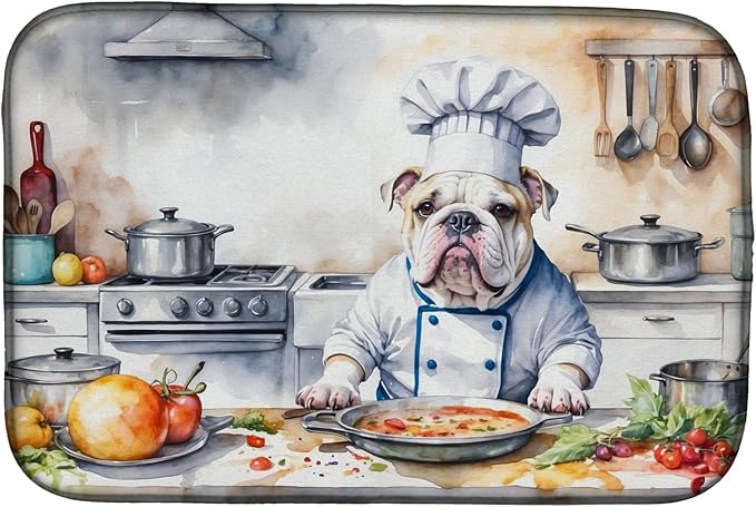 Caroline's Treasures DAC6243DDM English Bulldog The Chef Dish Drying Mat by CarolinesTreasures