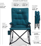 EVER ADVANCED Oversized Folding Rocking Camping Chair, Padded Portable Rocker Chair for Patio, Lawn and Outdoors, Heavy Duty Hard Armchair for Adults Supports 400lbs, Green - Image 7
