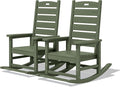 SERWALL Outdoor Rocking Chair Set of 2, Oversized Rocking Chair with Footboard for Adults, HDPE All Weather Resistant Rocking Chairs for Patio, 350lbs Weight Capacity,Avocado Green by SERWALL