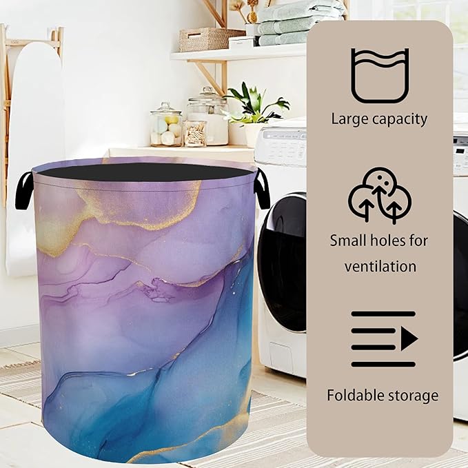 Blue Pink Marble Laundry Basket - Image 7