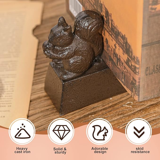 Sungmor Heavy Duty Cast Iron Squirrel Door Stops | Decorative Cute Animal - Image 7