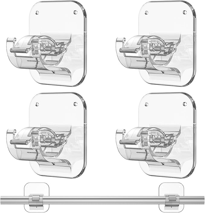 No Drill Curtain Rod Brackets No Drilling Holder 20lb by Unknown
