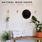 Wood Wall Hooks, 3 Pack Rustic Coat Hook Wall-Mounted, Decorative Hooks - Image 3