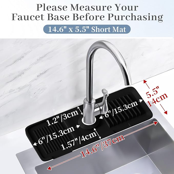 PoYang 14.6 Inch Faucet Mat for Kitchen Sink Splash Guard Behind Faucet - Image 2