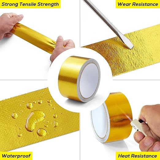 4in x 33FT Aluminum Foil Tape, Fiberglass Heat Shield Tape, Exhaust Heat - Image 3